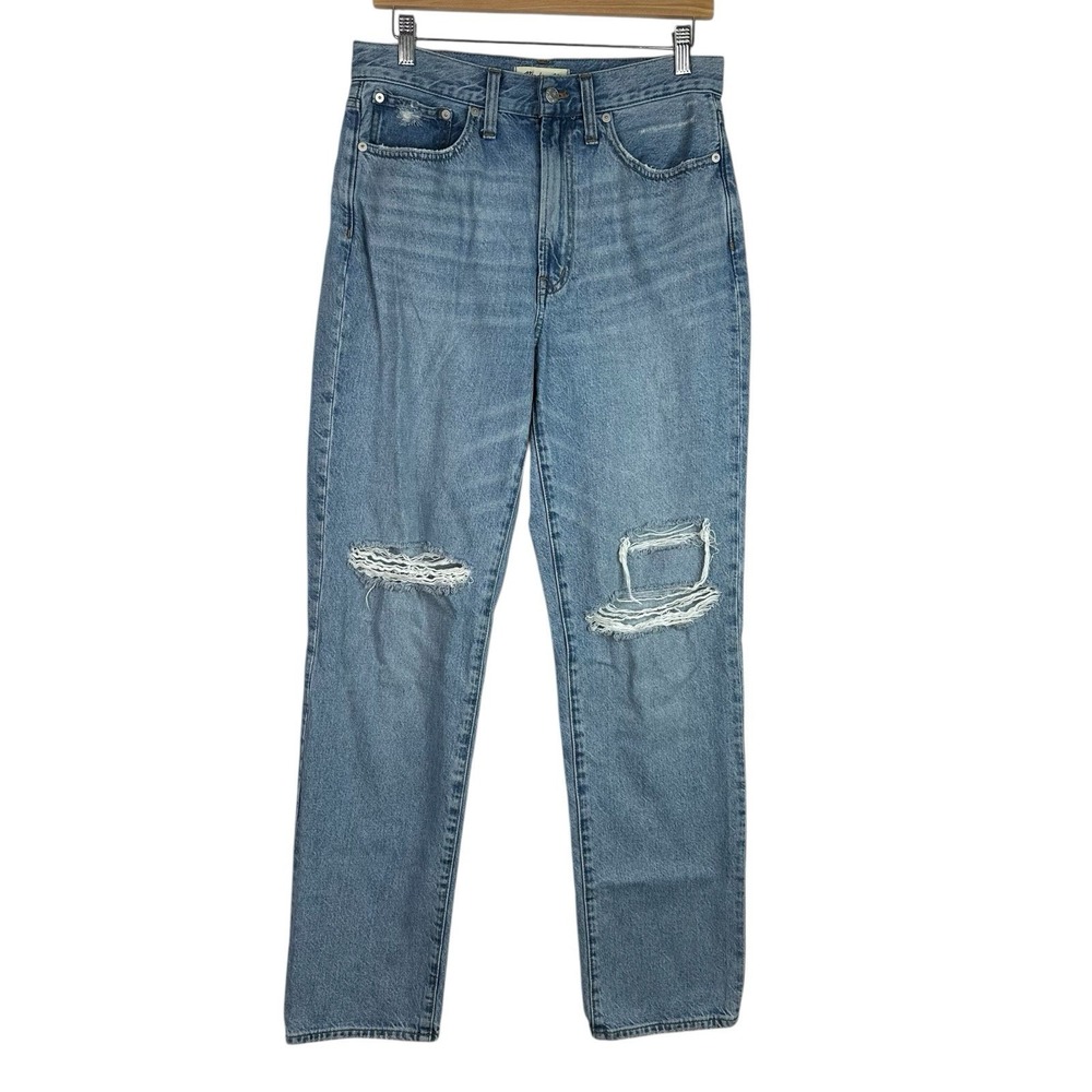 Madewell Perfect Vintage Jeans Womens 28T Tall Blue High Rise Ripped Straight